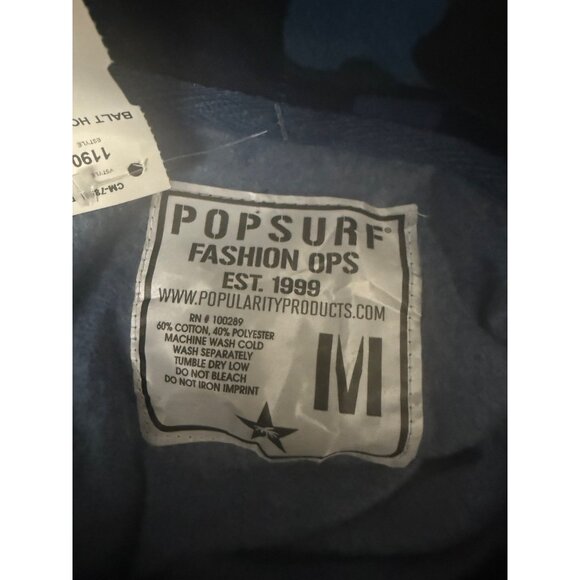 Pop Surf Baltimore Hoodie Mens Size Medium Blue Black Camo Race Stripe Sleeve - Picture 3 of 10